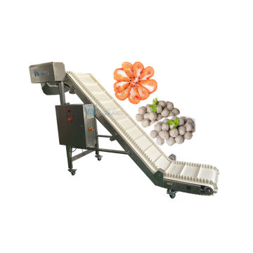 High Hygiene PU Belt Conveyor Optional with Metal Detector for Meatballs Fishballs Frozen Food